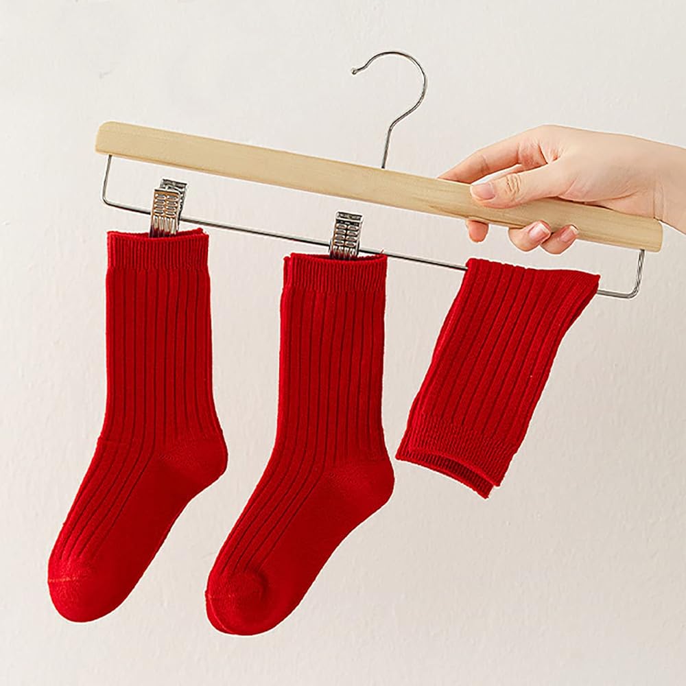 Children's Socks Autumn and Winter Festive Double Pin Red